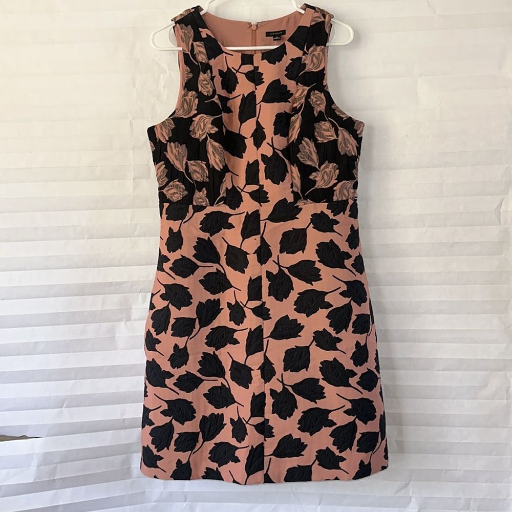 Ann Taylor Women's Rust & Black Floral Sleeveless Dress Size 12 Rear Zip